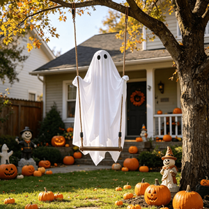 Decoración de Halloween, Fantasma Colgante de Plástico con Luces LED, Kit de Decoración para Fiestas Religiosas, Decoración de Otoño para Exteriores, Regalos - Product Image 1