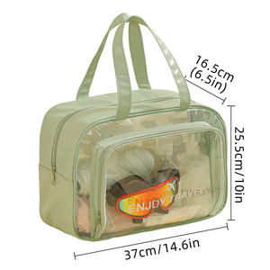 Sac de rangement pour articles de toilette de voyage HANFEIZI, sac cosmétique transparent en PVC avec compartiment pour chaussures - Product Image 3