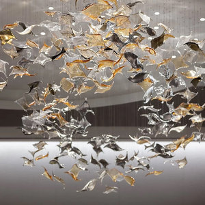 โคมไฟระย้าคริสตัลตกแต่งห้องจัดเลี้ยงงานแต่งงาน Zeal Lighting โคมไฟระย้าใบไม้แก้วสั่งทำพิเศษสำหรับโรงแรม วิลล่า ล็อบบี้ - Product Image 5