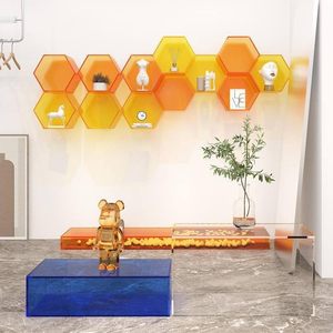 <b>Wall</b>-Mounted Hexagonal Plastic Storage Unit for Kids Room Modern <b>Display</b> Rack with Transparent Design - Product Image 5