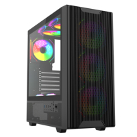 Boîtier d'ordinateur de jeu en verre trempé personnalisé Anime + panneau en maille métallique avec ventilateur RGB, affichage de la température, protection contre la poussière, plexiglas