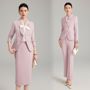 Women's Formal Suit Set Midi Skirt Wool Blend Anti-Wrinkle Workwear Office Wear - Product Image 3