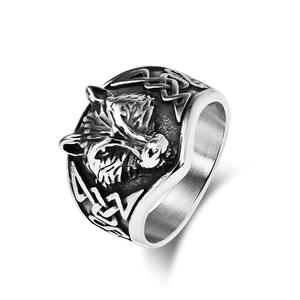 Anillo de Acero de Titanio con Diseño de Lobo Celta Retro Nórdico, Anillo de Acero Inoxidable para Hombre, Joyería de Regalo con Diseño Animal - Product Image 1
