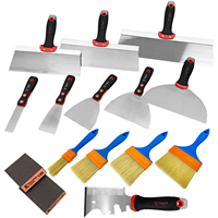 Kit de 15 outils de peinture pour la maison, couteaux à mastic et grattoirs en acier inoxydable avec manches en bois/plastique, brosses pour la finition des murs