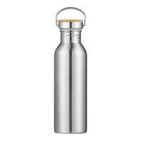 Botol Minum Tumbler Dinding Tunggal Stainless Steel Mewah Ramah Lingkungan Grosir LOGO Personal Dengan Tutup Kayu Bambu