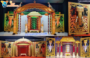 Mejor Rajwada Wedding Mandap Set Grand Bollywood Wedding Fiber Mandap Noruega Exclusivo Gold Wedding Bollywood Mandap Decoraciones EE. UU. - Product Image 5