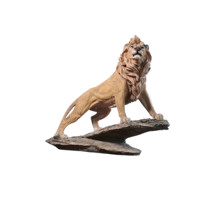 Scultura in Resina di Leone Maestoso, Leone in Piedi Realistico con Criniera Dettagliata, Statua Animale Artigianale per Arredamento Casa - Product Image 5