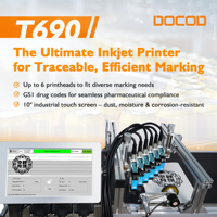Impresora de Inyección de Tinta Térmica de Alta Velocidad T690-6, Máquina de Codificación de Fechas DOCOD, Resolución de 300DPI para Empaquetado de Huevos y Alimentos