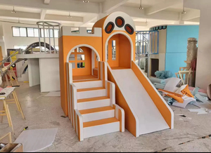 Aire de jeux intérieure pastel mignonne pour enfants, avec toboggan, structure d'escalade et piano, idéale pour café-<span class=keywords><strong>restaurant</strong></span>, équipement de jeu souple à louer - Product Image 4