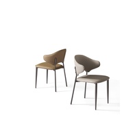 Chaise de salle à manger en cuir PU véritable, luxe moderne, pieds en acier inoxydable, structure en métal, chaises rembourrées
