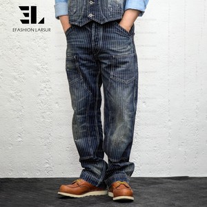 LARSUR Pantalon de menuisier en denim rayé indigo personnalisé en usine en détresse Délavé <span class=keywords><strong>Jean</strong></span> automobile Wabash Railway Railroad pour hommes - Product Image 3