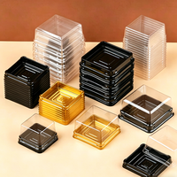 Boîte blister sur mesure, couvercle en plastique carré en forme de dôme, empilable, récipient individuel pour mini gâteau à la mousse, portion individuelle