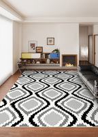 Tapis de prière musulman confortable et épais, antidérapant, imprimé blanc et noir, pour la décoration de la maison, salon