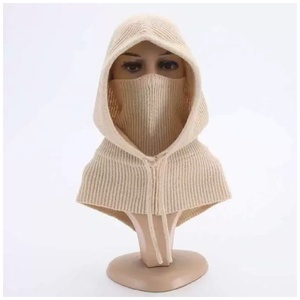 Bonnet en tricot avec cordon de serrage intégré, bonnet, écharpe et <span class=keywords><strong>masque</strong></span> facial tout-en-un pour femmes, bonnet en tricot pour la protection contre le froid - Product Image 6