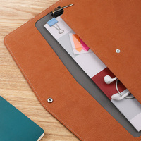 Sacs de rangement pour tablettes, ordinateurs portables et documents en cuir A4 avec logo personnalisé en gros, avec bouton magnétique