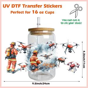 Autocollant d'impression UV DTF sur le thème des super-héros pompiers, vente en gros, conception personnalisée, transfert UV DTF, enveloppe de tasse à <span class=keywords><strong>café</strong></span> en verre UV DTF de 16 oz - Product Image 5
