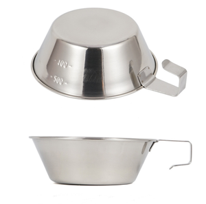 Tazón de acero inoxidable para cocinar y beber al aire libre, con asa en forma de U, 300 ml, acero inoxidable 304, taza con asa en forma de U - Product Image 1