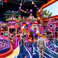 Parc d'attractions intérieur sur le thème du cirque, château gonflable personnalisé, manèges pour enfants, aire de jeux intérieure, jeux doux pour enfants