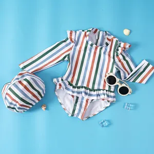 Manufacturer's Girls Printed One-Piece Swimwear for Babies and Children Beachwear Clothing