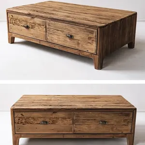 Wood Furniture Manufacturer Classical Reclaimed Wood Coffee Table with four drawers