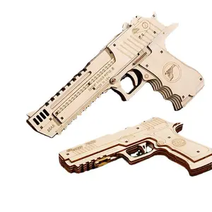 Puzzle model perakitan mainan kayu stereo jigsaw karet pistol mainan