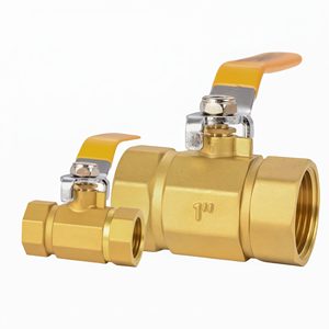 Robinet à bille en laiton 1 pouce, robuste, avec corps et tige en cuivre pour l'alimentation en eau et la plomberie - Product Image 1