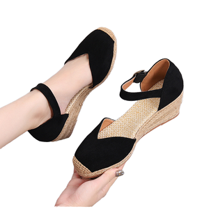 Sandalias de Plataforma con Tiras Cruzadas, Diseño Retro, Antideslizantes, de Gamuza, Cómodas para Verano, para Mujer - Product Image 3