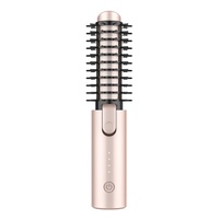 Brosse lissante et boucleur céramique 2-en-1 rechargeable avec écran LED, rotation automatique, portable pour usage domestique et professionnel