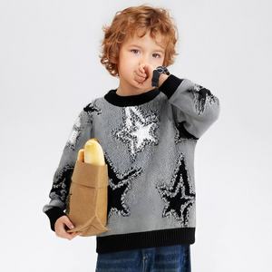<span class=keywords><strong>Pull</strong></span> décontracté à col rond pour garçons en tricot 100% polyester respirant à motif d'étoiles à paillettes pour l'automne et l'hiver - Product Image 6