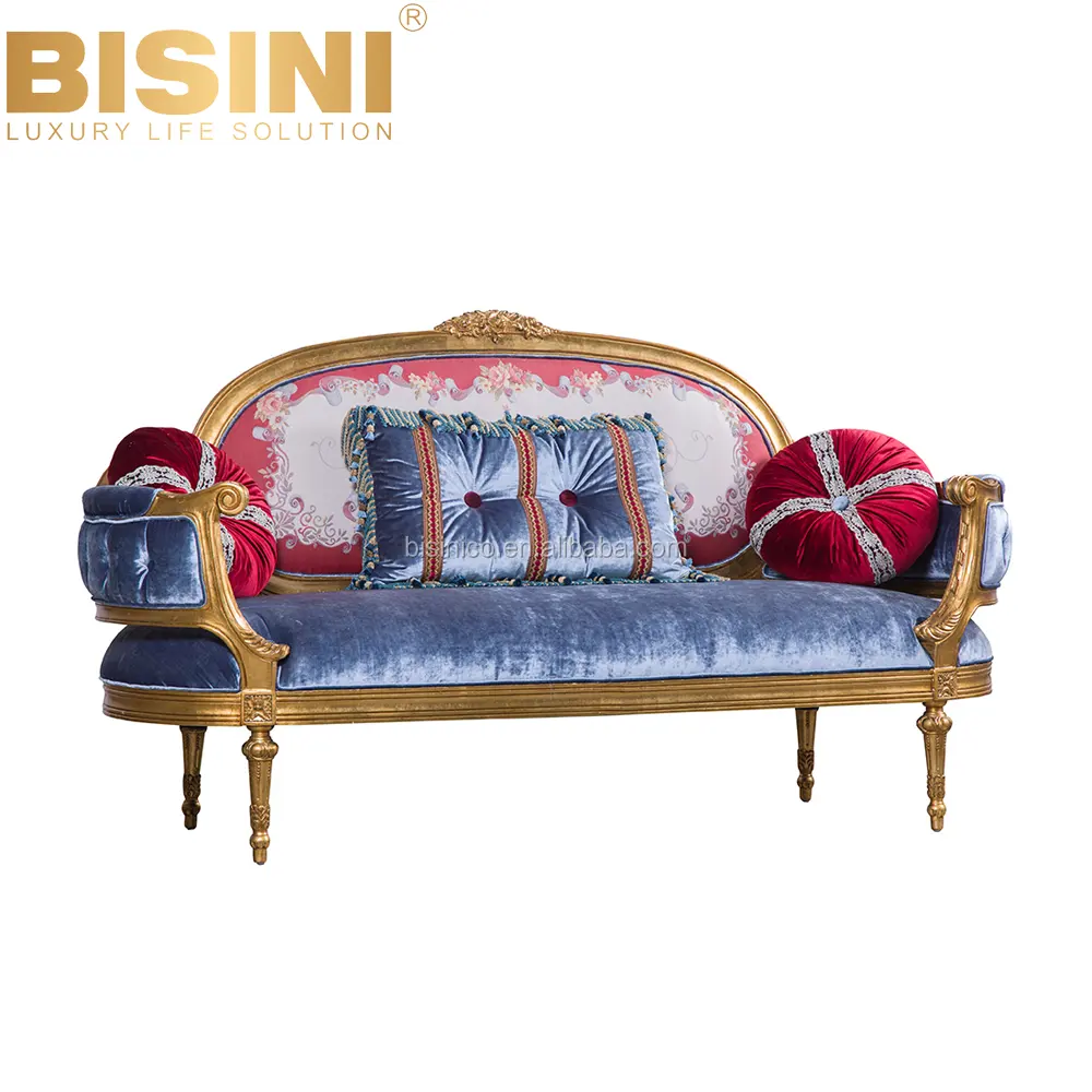 BISINI יוקרה בריטי סגנון 2 מושב ספה, אלגנטי בד ספה ריהוט סט לסלון
