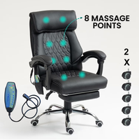 Chaise de bureau en cuir PU chauffante à 8 points avec repose-pieds, télécommande filaire, prix le plus bas