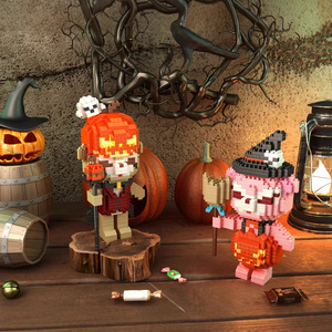 2165 Mini Puzzle di Halloween luce magica magica Bar casa paglia uomo nero gatto divertente interessante blocchi di costruzione per i bambini di plastica - Product Image 4