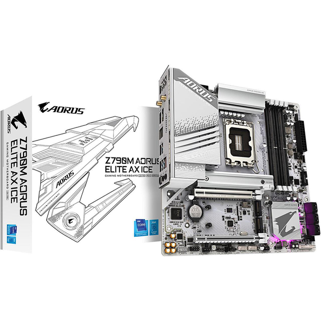 GIGABYTE Z790M AORUS ELITE AX ICE LGA 1700 Intel Z790 M-ATX Motherboard with DDR5,  USB 3.2 Gen2X2 Type-C,Wi-Fi 6E, 2.5GbE LAN
