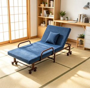 Lit pliant gain de place, pliable en deux pour le rangement, cadre en acier, sans vacillances, dossier réglable, accoudoir, lit <span class=keywords><strong>d</strong></span>'appoint VLranlife - Product Image 2