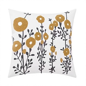 Housse de coussin carrée en coton brodé de fleurs vintage pour canapé, lit, hôtel, décoration intérieure - Product Image 4