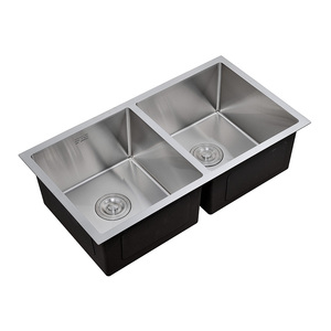 Fregadero <span class=keywords><strong>de</strong></span> <span class=keywords><strong>cocina</strong></span> bajo encimera <span class=keywords><strong>de</strong></span> acero inoxidable, grande, doble tazón, hecho a mano, acabado cepillado, personalizado <span class=keywords><strong>de</strong></span> fábrica - Product Image 2