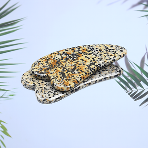 Jedite dalmation Jasper พวงกุญแจ Gua เครื่องมือมือสำหรับเซรั่มน้ำมันเครื่อง<span class=keywords><strong>นวด</strong></span>หน้าพร้อมกระดานขูดและโลโก้ guasha - Product Image 3