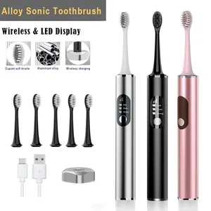 Toothbrush Ultrasonic Modern Luxury Soft Bristle Casal Escova De Dentes Elétrica Patente Alta Qualidade Metal Adulto Carregamento Sem Fio