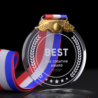 Médaille de cristal de bricolage personnalisé trophée de verre prix 3D personnalisé médailles sportives en métal pour cadeau souvenir