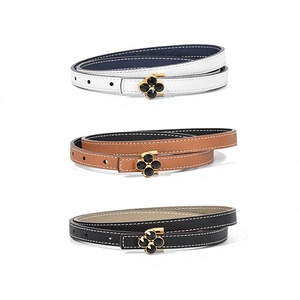 <span class=keywords><strong>Ceinture</strong></span> Fine Réversible Élégante et Simple pour Femme, Style Coréen, avec Boucle Trèfle à Quatre Feuilles en Cuir de Vachette, pour Robe ou Tailleur, Décorative et Ajustable à la Taille - Product Image 1