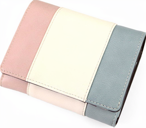 Cartera Bifold de PU a Rayas Clelia para Mujer, Gran Capacidad, Serie Trifold Riberte [CL-17075] (Blanco Lechoso) - Product Image 1