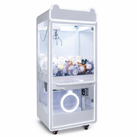 Machine à griffes LED avec oreilles de chat, roulettes, verre trempé, à monnayeur, attrapeur de peluches, taux de gain réglable, pour prix d'arcade