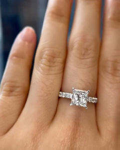 2.00CT Princess Cut Lab Grown <b>Diamond</b> Engagement <b>Ring</b> with Pave Band in 14K Gold Elegant Bridal Fine Jewelry Gift - Product Image 4