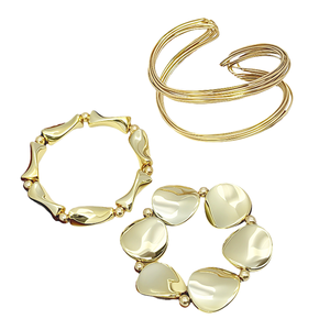 여성용 골드 컬러 디자이너 오픈 뱅글 세트 와이드 청키 팔찌 패션 스테이트먼트 기하학적 뱅글 쥬얼리 발렌타인데이 선물 - Product Image 1