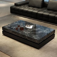 Table basse rectangulaire en pierre de luxe moderne et simple, blanche, pour salon, durable et facile à nettoyer, de la marque China Minis Luxury Home Furniture