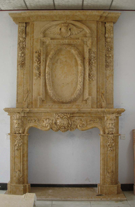 Chimenea <span class=keywords><strong>de</strong></span> León <span class=keywords><strong>de</strong></span> mármol beige chino, chimenea moderna europea envolvente - Product Image 3