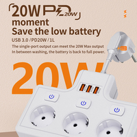 Multiprise murale OL 16A avec prise EU, 3 prises, protection contre les surtensions, ports USB, IP22, usage résidentiel
