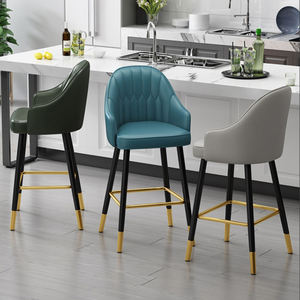 Chaises de <span class=keywords><strong>Bar</strong></span> de luxe pour Restaurant, mobilier de cuisine nordique, bon marché, comptoir haut en métal moderne, tabouret de <span class=keywords><strong>Bar</strong></span> en velours avec dossier - Product Image 4