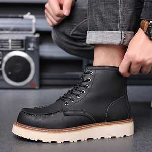 Hot Selling High Top Lace-Up Waterproof Genuine <b>Leather</b> <b>Boots</b> for Men with Rubber Outsole Winter Autumn <b>Work</b> <b>Boots</b> - Product Image 5