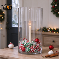 Vase cylindrique en verre transparent, grand récipient rond pour fleurs, bougeoir flottant pour centre de table de mariage et décoration de fête